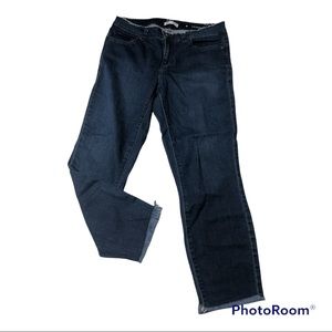 Skinny Dark Jean Capri cotton/spandex raw edge waistline size 6 Lauren Conrad